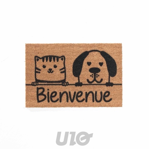Douceur d'Intérieur Paillasson Coco Doggycat 40x60 cm Bienvenue
