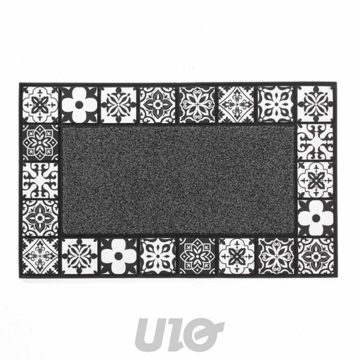 Douceur d'Intérieur - Tapis d'Entrée Caoutchouc Carociment 45x75 cm Noir & Blanc