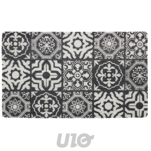 Douceur d'Intérieur Tapis Lisbonne PVC Rectangulaire 45x75 cm Gris & Blanc