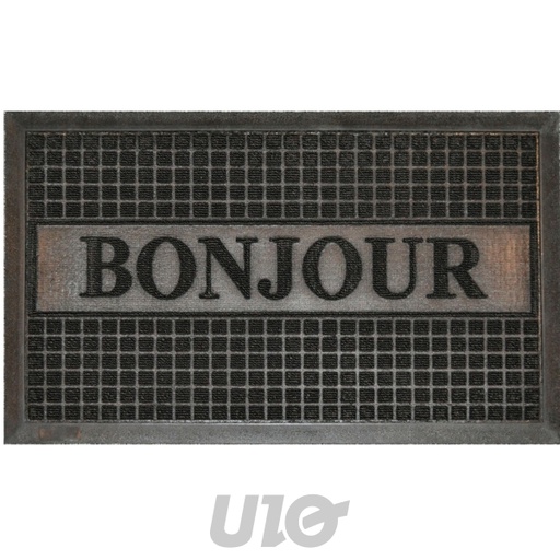 Douceur d'Intérieur - Tapis d'entrée Rectangulaire Bonjour 45x75 cm Caoutchouc Noir