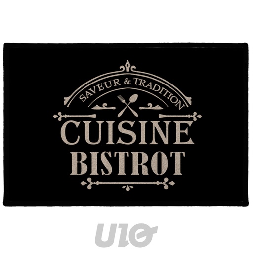 Douceur d'Intérieur Tapis Bouclette Cuisine Bistrot Noir 40x60 cm