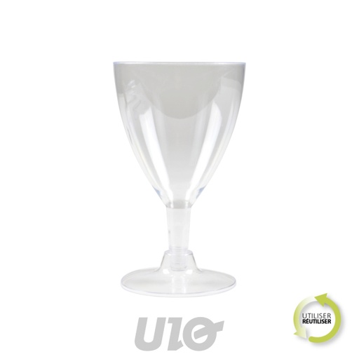 Homea Lot de 6 Verres à Pied Plastique Réutilisable 18cl Transparent
