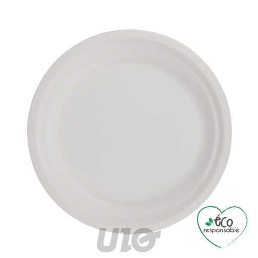 SET DE 12 ASSIETTES RONDES EN CANNE A SUCRE D22CM BLANC