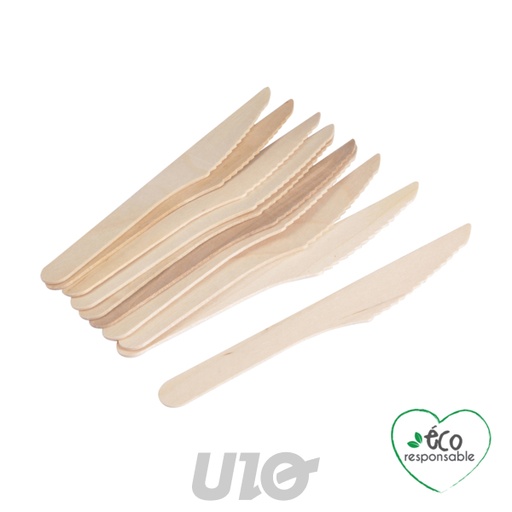 Homea Lot de 12 Couteaux en Bois Éco-responsables 16cm