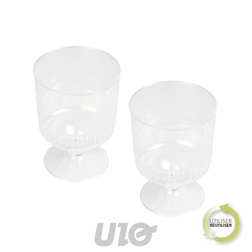 Homea Lot de 10 Verres à pied Réutilisables Plastique Transparent 15 cl