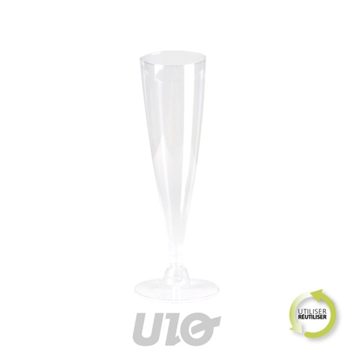 Homea Lot 6 Flûtes Champagne Plastique Réutilisable 14cl Transparent