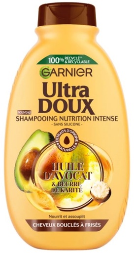Garnier Ultra Doux Shampooing Nutrition Intense Avocat Karité Cheveux Bouclés 300ml