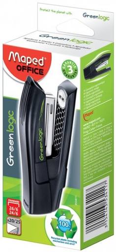 Agrafeuse Maped Green Logic Noire 24/6 26/6 - Plastique Recyclé