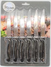[TS-KN0193] Maxime Home - Lot de 6 Couteaux à Steak Lame 11.5cm Poignée Noire