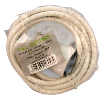 P&L ELECTRICS Rallonge Électrique 3M 3G1.5mm² 16A Blanc