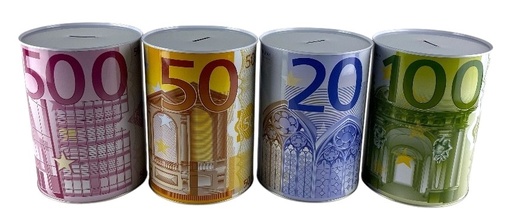 Tirelire Métal XXL Motifs Billets Euro 15x21 cm