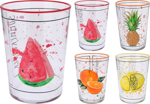 Gobelet Verre 510ml Motifs Fruits d'Été Multicolore
