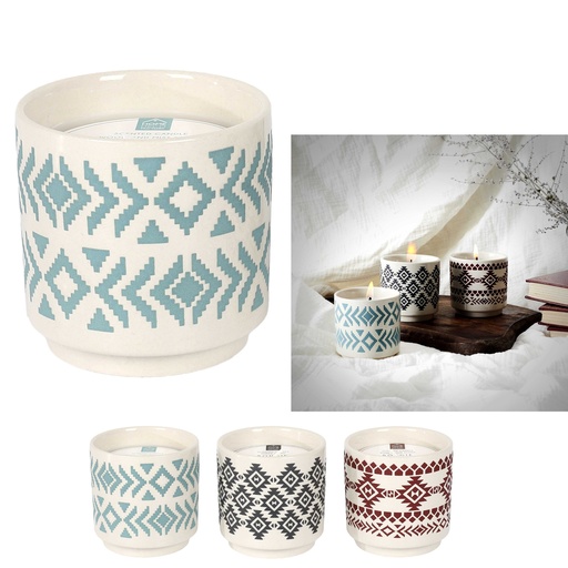 Bougie Parfumée Home Deco Factory Céramique Motif Turquoise LA COLLECTION ORIGINE Laine et Brume