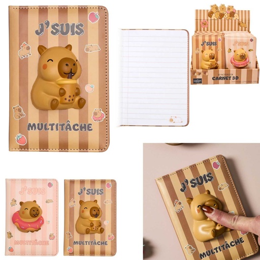 Carnet 3D Capybara Rigolo Marron "J'suis Multitâche" The Concept Factory