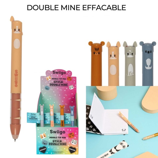 Stylo Double Mine Effaçable Swiigo Animaux The Concept Factory