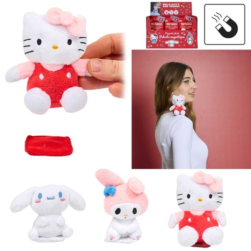 Peluche Magnétique Hello Kitty Blanche Rouge ou Rose