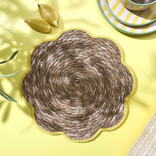 Set de table fleur Home Deco Factory Dolce Vita jonc de mer naturel jaune Ø36cm