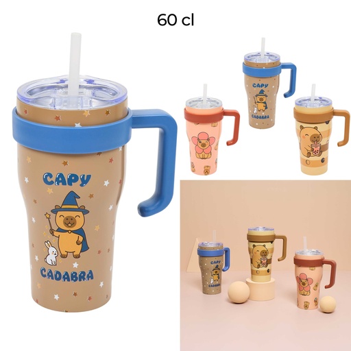Mug de voyage The Concept Factory Mini Miami Capy Cadabra 60cl Paille