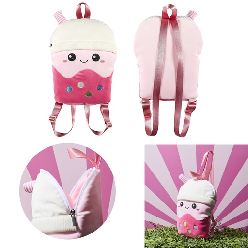 The Concept Factory Sac à dos peluche Bubble Tea rose mignon