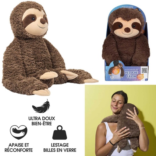 Jeux 2 Momes Peluche Lestée Paresseux Câlin Ultra Doux Marron