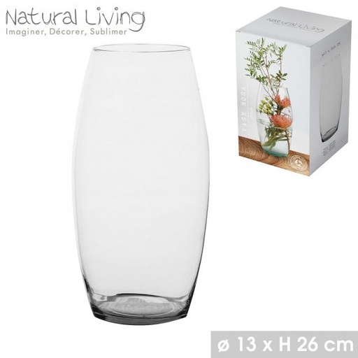 Natural Living Vase Les Indispensables Rosa Verre Transparent Ø13xH26cm