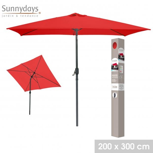 Sunnydays Parasol Rectangulaire Inclinable Groseille 200x300 cm Mât Alu
