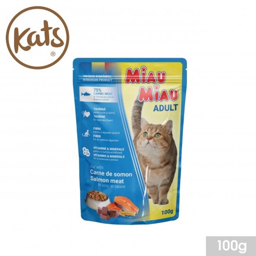Kats Miau Miau Sachet Chat Saumon en Sauce Adulte 100g