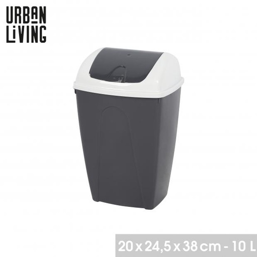 Urban Living Pasha Poubelle Basculante Bicolore Blanche Gris Anthracite 10L