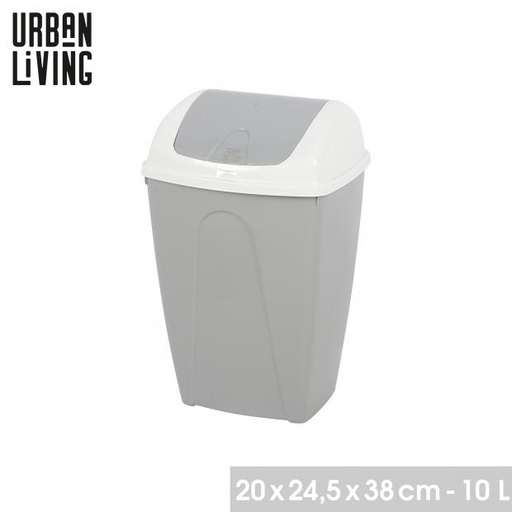 Urban Living PASHA Poubelle Basculante 10L Bicolore Blanc Gris Nomade