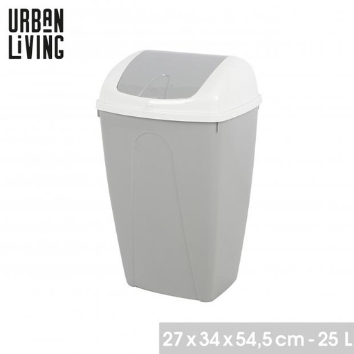 Poubelle à clapet Urban Living PASHA Bicolore Blanc Gris Nomade 25L