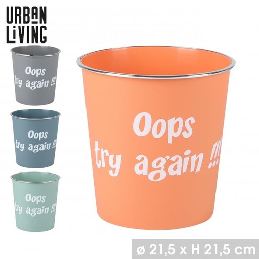 Urban Living Corbeille à Papier Oups Réessayez Ø21.5xH21.5cm 4 Couleurs Disponibles