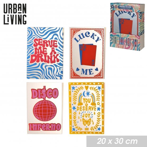 Miroir décoratif Urban Living Good Vibes 4 designs disponibles 20x30 cm