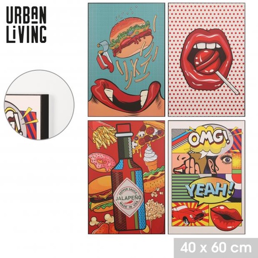 Tableau Mural Urban Living Pop Art 40x60 cm Thème Gastronomie BD 4 Design Disponibles
