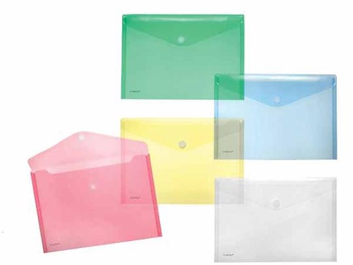 FOLDERSYS ENVELOPPE VELCRO A4 TRANSPARENT
