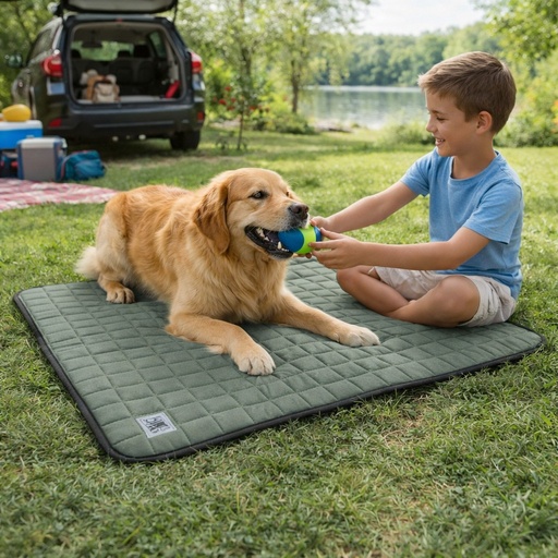 Tapis Chien Mon Ami Luki FRESHBED Gris Bleu Microfibre Respirant 110x80cm