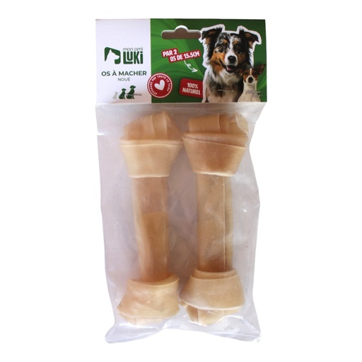 Mon Ami Luki Os à Mâcher Noué 100% Naturel 15,5cm Lot de 2 Chiens Moyens