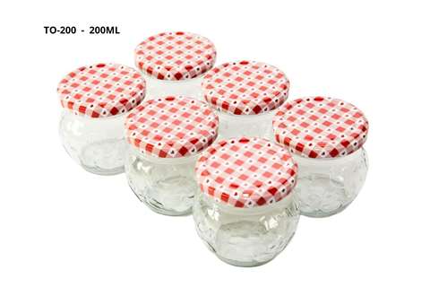 Maxime Home Lot de 6 bocaux confiture 200ml couvercles vichy rouge