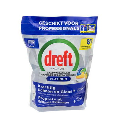 Dreft Capsules Lave-Vaisselle Tout-en-un Platinum Citron x81
