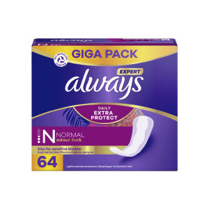 Always Protège-Slips DAILY EXTRA PROTECT Normal Anti-odeurs Parfumé, Lot Giga 64