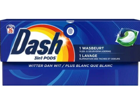 Dash 3in1 PODS Lessive 26 Lavages Plus Blanc que Blanc