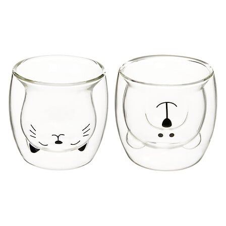 Atmosphera Coffret 2 tasses verre double paroi animaux 25 cl