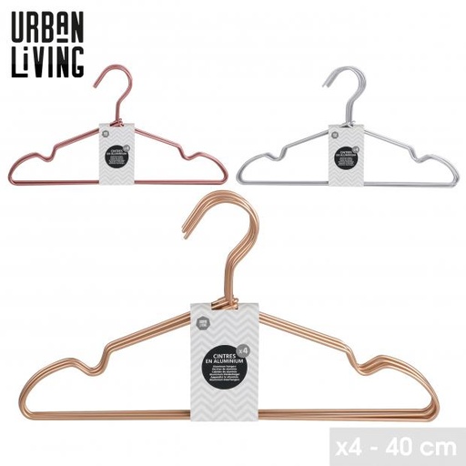 Urban Living - Cintres Aluminium Lot de 4, 40cm, Or, Argent, Or Rose Mat