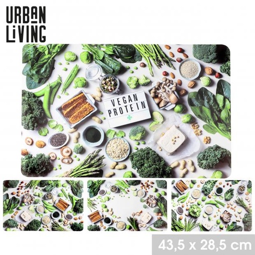 Urban Living Set de Table Design Motif Végétal 4 Décors Assortis 43,5x28,5 cm