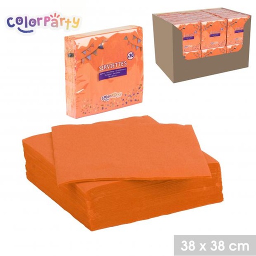 Colorparty Serviettes en Papier Jetables Orange 30 pièces 38x38 cm