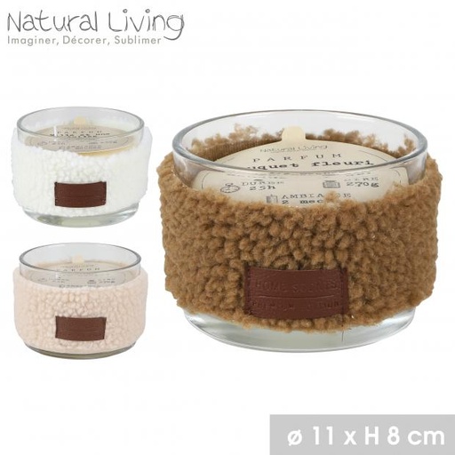 Natural Living Bougie Parfumée Effet Teddy 3 Parfums Assortis Ø11xH8cm