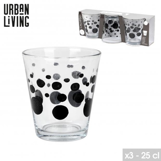 Urban Living Calypso Gobelets Verre Noir Lot de 3 x 25 cl