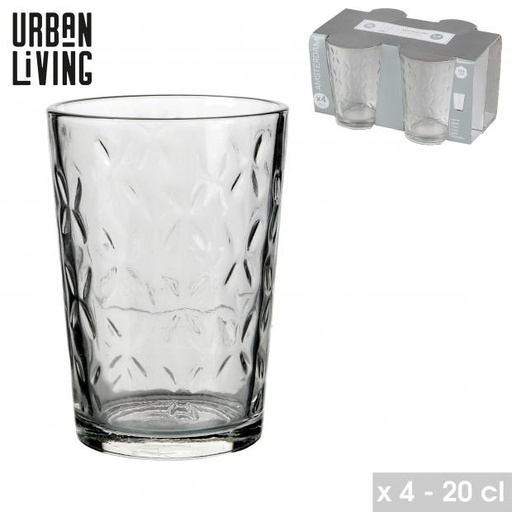 Urban Living Amsterdam Gobelet Verre Texturé Lot de 4 - 20 cl