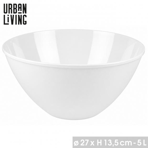Urban Living Saladier Plastique Blanc 5L Ø27cm