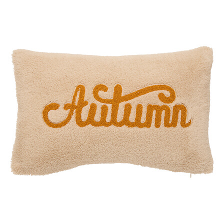 Coussin Atmosphera Sherpa Broderie Automne Beige 30x50 cm