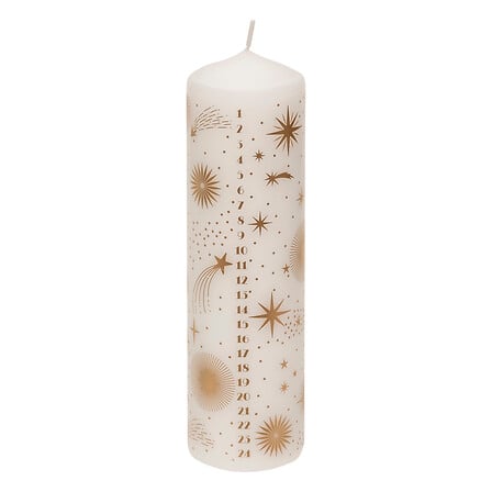 Bougie de l'Avent Étoiles Dorées Atmosphera Blanche H18 D5 cm